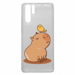 Чехол для Huawei P30 Pro Капибара с птичкой