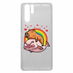 Чехол для Huawei P30 Pro Капибара на рыбе - PrintSalon