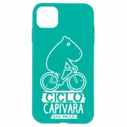 Чехол для iPhone 11 Капибара на велосипеде - PrintSalon