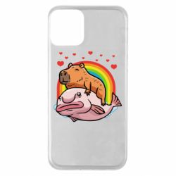 Чехол для iPhone 11 Капибара на рыбе - PrintSalon