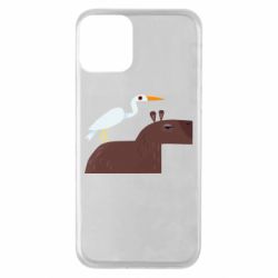 Чехол для iPhone 11 Капибара с цаплей - PrintSalon