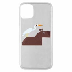 Чехол для iPhone 11 Pro Капибара с цаплей - PrintSalon