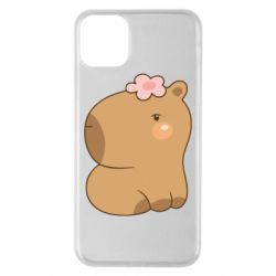 Чохол для iPhone 11 Pro Max Капібара з квіткою - PrintSalon