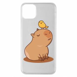 Чехол для iPhone 11 Pro Max Капибара с птичкой