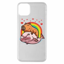 Чехол для iPhone 11 Pro Max Капибара на рыбе - PrintSalon