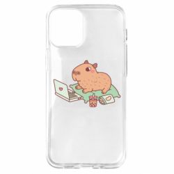 Чехол для iPhone 12 mini Capybara With Laptop - PrintSalon
