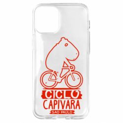 Чехол для iPhone 12 mini Капибара на велосипеде - PrintSalon