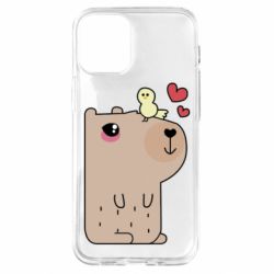 Чехол для iPhone 12 mini Капибара с цыпленком - PrintSalon