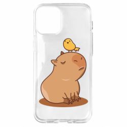 Чехол для iPhone 12 mini Капибара с птичкой - PrintSalon