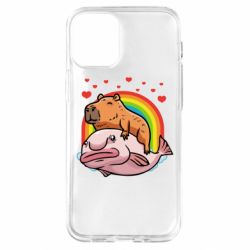Чехол для iPhone 12 mini Капибара на рыбе - PrintSalon