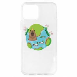 Чехол для iPhone 12 Pro Капибара в воде - PrintSalon
