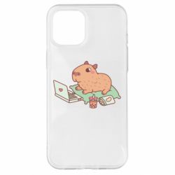 Чехол для iPhone 12 Pro Max Capybara With Laptop - PrintSalon