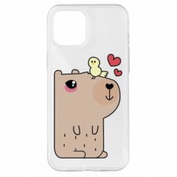 Чехол для iPhone 12 Pro Max Капибара с цыпленком - PrintSalon