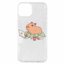 Чехол для iPhone 14 Capybara With Laptop - PrintSalon