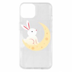 Чехол для iPhone 14 Cute rabbit on the moon - PrintSalon