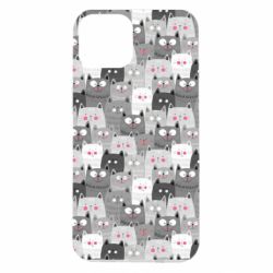 Чохол для iPhone 14 Gray cats pattern - PrintSalon
