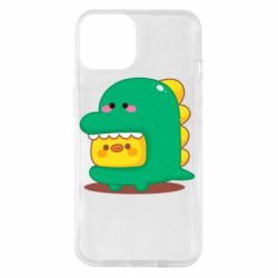 Чехол для iPhone 14 Уточка в костюме динозавра - PrintSalon