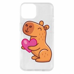 Чехол для iPhone 14 Капибара сердечко - PrintSalon