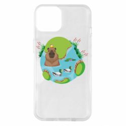 Чехол для iPhone 14 Капибара в воде - PrintSalon