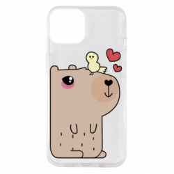 Чехол для iPhone 14 Капибара с цыпленком - PrintSalon