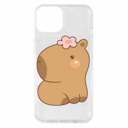 Чохол для iPhone 14 Капібара з квіткою - PrintSalon