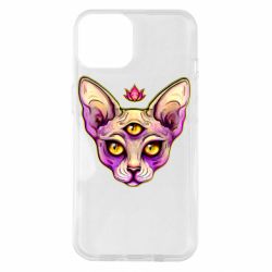Чехол для iPhone 14 Котик сфинкс розовый - PrintSalon