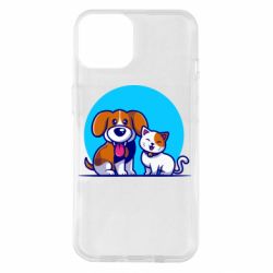 Чехол для iPhone 14 Собачка и котик - PrintSalon