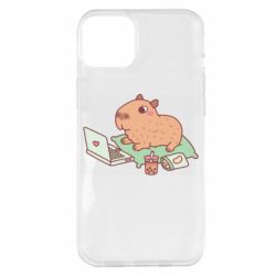 Чехол для iPhone 14 Plus Capybara With Laptop - PrintSalon