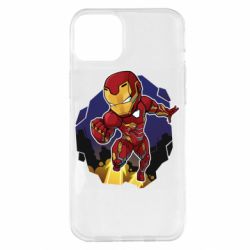 Чехол для iPhone 14 Plus Flying Iron man - PrintSalon