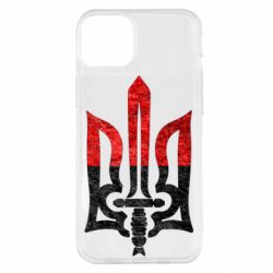 Чехол для iPhone 14 Plus Герб Украины красно-черный - PrintSalon