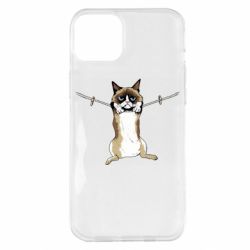 Чехол для iPhone 14 Plus Grumpy Cat On The Rope - PrintSalon