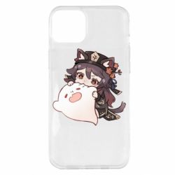 Чехол для iPhone 14 Plus Hu Tao cat - PrintSalon