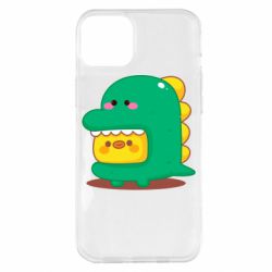 Чехол для iPhone 14 Plus Уточка в костюме динозавра - PrintSalon