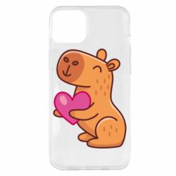 Чехол для iPhone 14 Plus Капибара сердечко - PrintSalon
