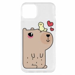 Чехол для iPhone 14 Plus Капибара с цыпленком - PrintSalon