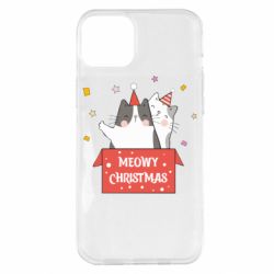 Чехол для iPhone 14 Plus Meowy Christmas ( present box ) - PrintSalon