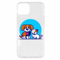 Чехол для iPhone 14 Plus Собачка и котик - PrintSalon