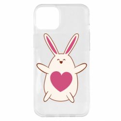 Чехол для iPhone 14 Plus Rabbit with a pink heart - PrintSalon