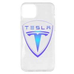Чехол для iPhone 14 Plus Tesla logo gradient - PrintSalon