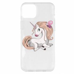 Чехол для iPhone 14 Plus Unicorn with bow tie - PrintSalon