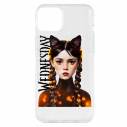 Чехол для iPhone 14 Plus Венздей кошка - PrintSalon