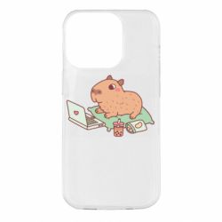 Чехол для iPhone 14 Pro Capybara With Laptop - PrintSalon