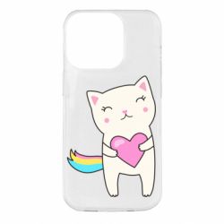 Чехол для iPhone 14 Pro Cute cat with heart - PrintSalon