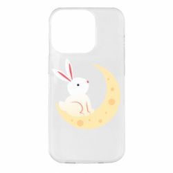 Чехол для iPhone 14 Pro Cute rabbit on the moon - PrintSalon