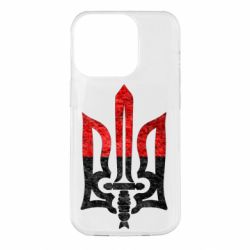 Чехол для iPhone 14 Pro Герб Украины красно-черный - PrintSalon