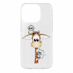 Чехол для iPhone 14 Pro Giraffe Owl and Mouse - PrintSalon