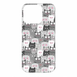 Чохол для iPhone 14 Pro Gray cats pattern - PrintSalon