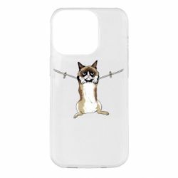 Чехол для iPhone 14 Pro Grumpy Cat On The Rope - PrintSalon