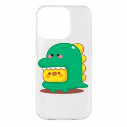 Чехол для iPhone 14 Pro Уточка в костюме динозавра - PrintSalon