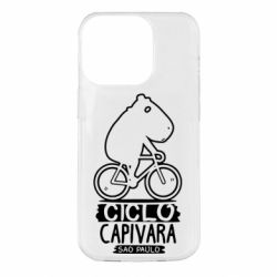 Чехол для iPhone 14 Pro Капибара на велосипеде - PrintSalon